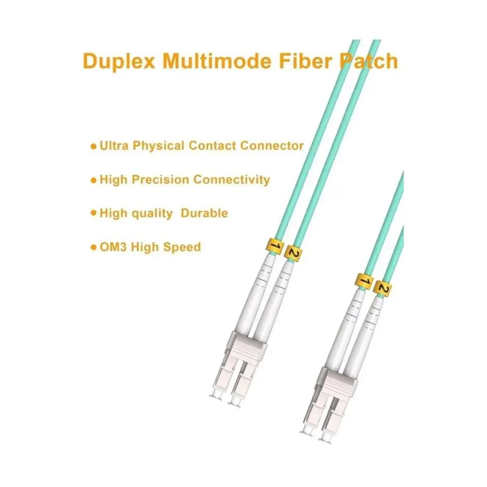 Vandesail Multimode LC to LC Fiber Patch Cable OM3 OFNP 10G 50/125µm 2M(6.56FT)